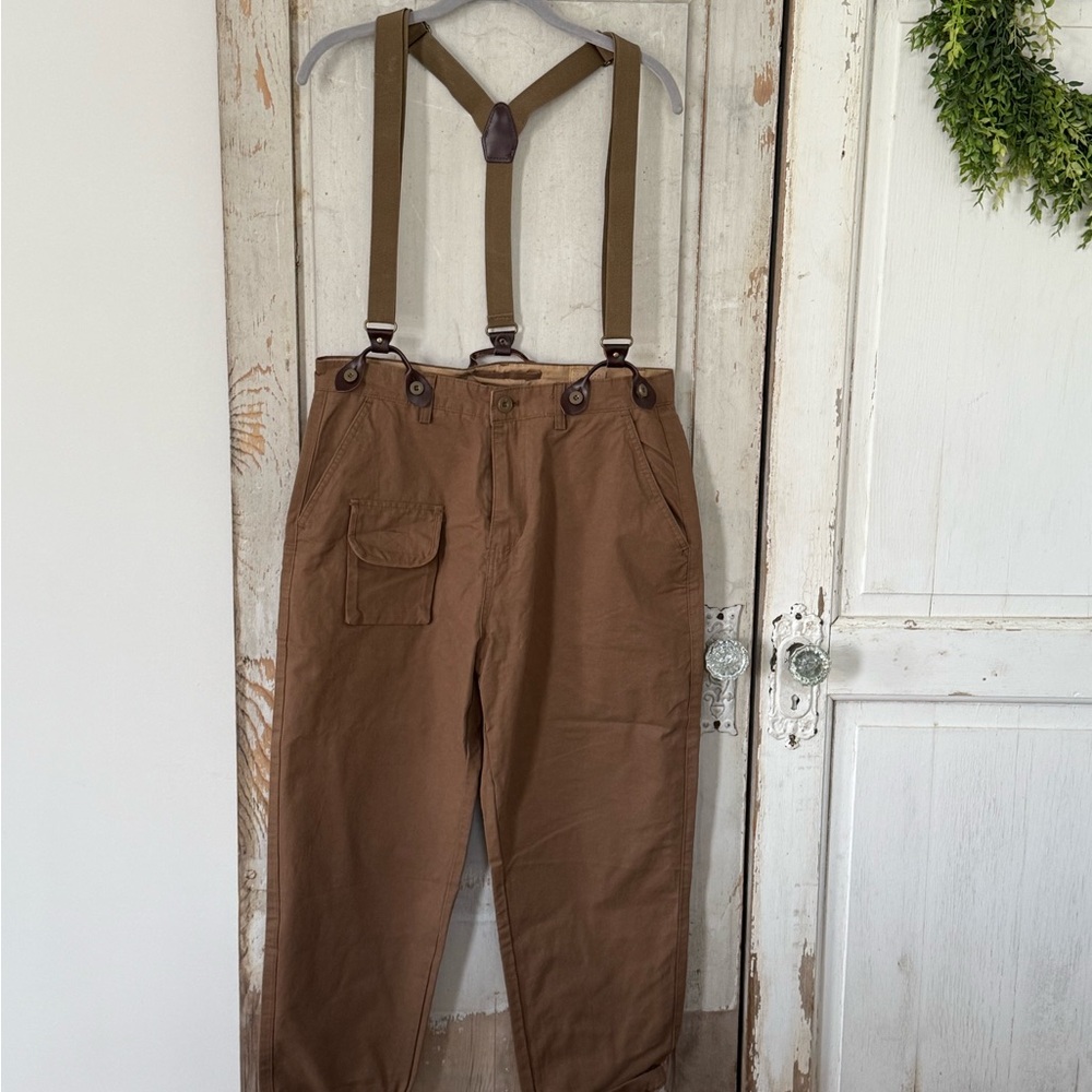 Men's Brown Pants with Suspenders
